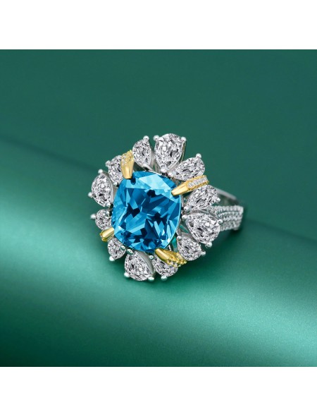 Ice cut flower shaped high carbon diamond ring