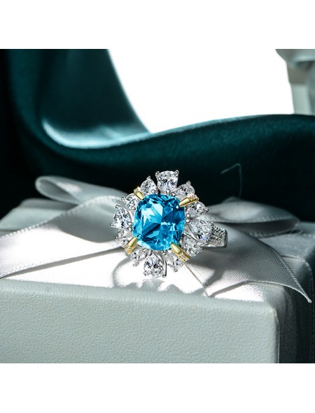 Ice cut flower shaped high carbon diamond ring