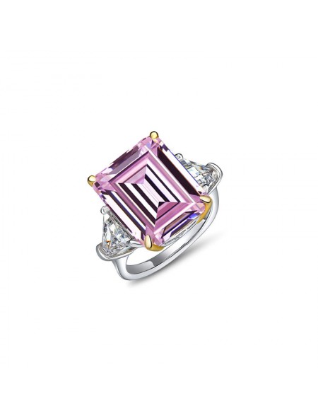 Square Pink Zirconium Ring