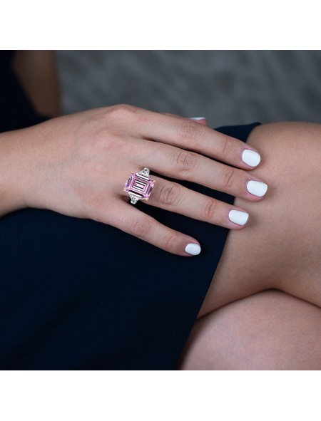 Square Pink Zirconium Ring