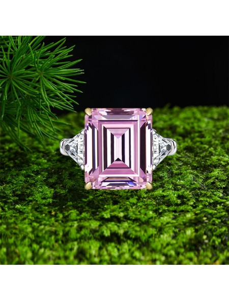 Square Pink Zirconium Ring