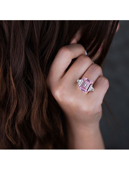 Square Pink Zirconium Ring