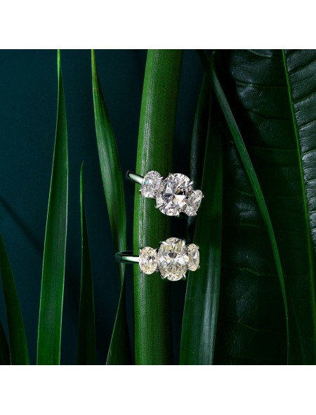 Egg-shaped white zirconium ring