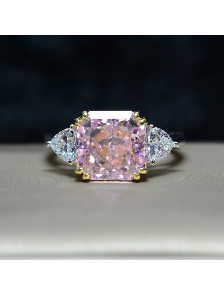 Square Pink Zirconium Ring