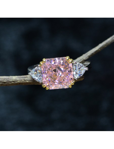 Square Pink Zirconium Ring