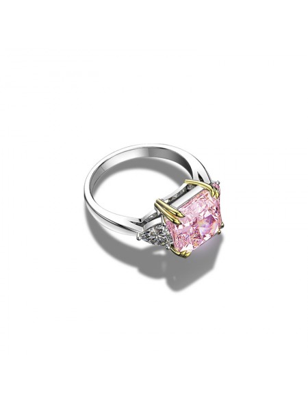 Square Pink Zirconium Ring